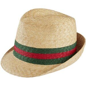 NWT 100% Authentic Gucci Beige Web Sherry Line Straw Hat Size XS